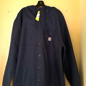 Men’s 3XL Carhartt Jacket, New, Rain defender, hooded, button down, heavy weight